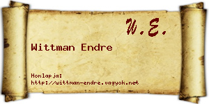 Wittman Endre névjegykártya